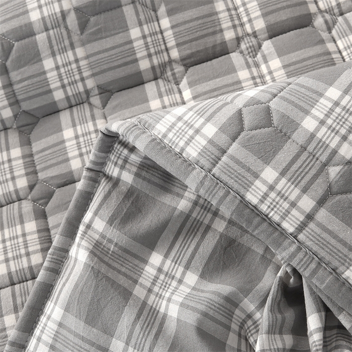 91家纺网 家纺一手货源 找家纺 梵克保罗 2025新款无印风全棉色织水洗棉夹棉床笠 凯里灰