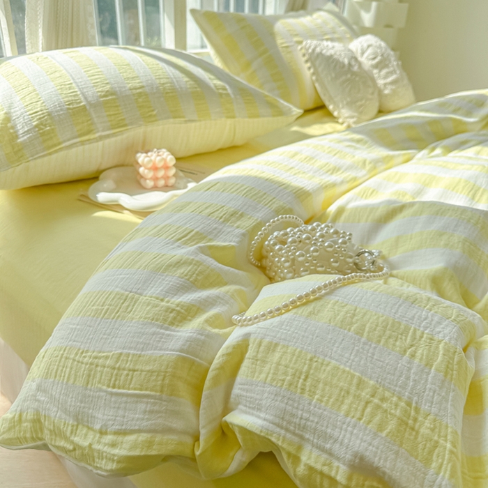 91家纺网 家纺一手货源 找家纺 大叔大婶 云朵条纹奶黄