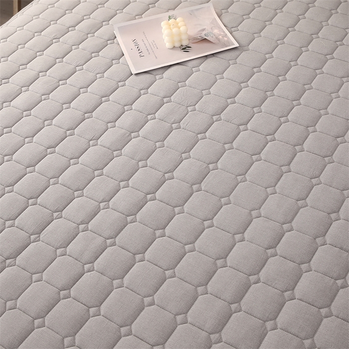 91家纺网 家纺一手货源 找家纺 梵克保罗 2025新款无印风全棉色织水洗棉夹棉床笠 千鸟格灰