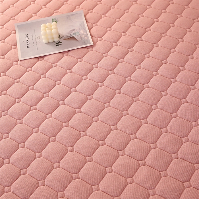 91家纺网 家纺一手货源 找家纺 梵克保罗 2025新款无印风全棉色织水洗棉夹棉床笠 千鸟格粉