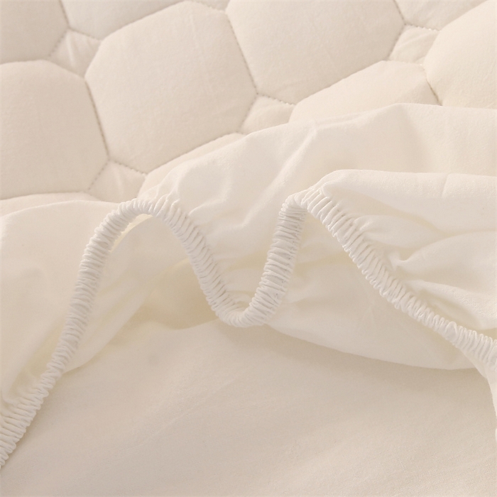 91家纺网 家纺一手货源 找家纺 梵克保罗 2025新款无印风全棉色织水洗棉夹棉床笠 无印纯净白