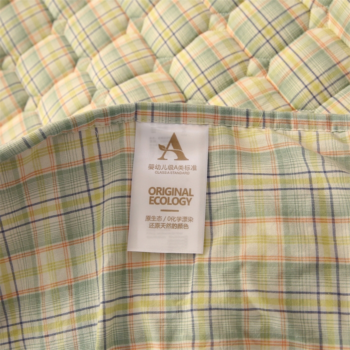 91家纺网 家纺一手货源 找家纺 梵克保罗 2025新款无印风全棉色织水洗棉夹棉床笠 凯里绿