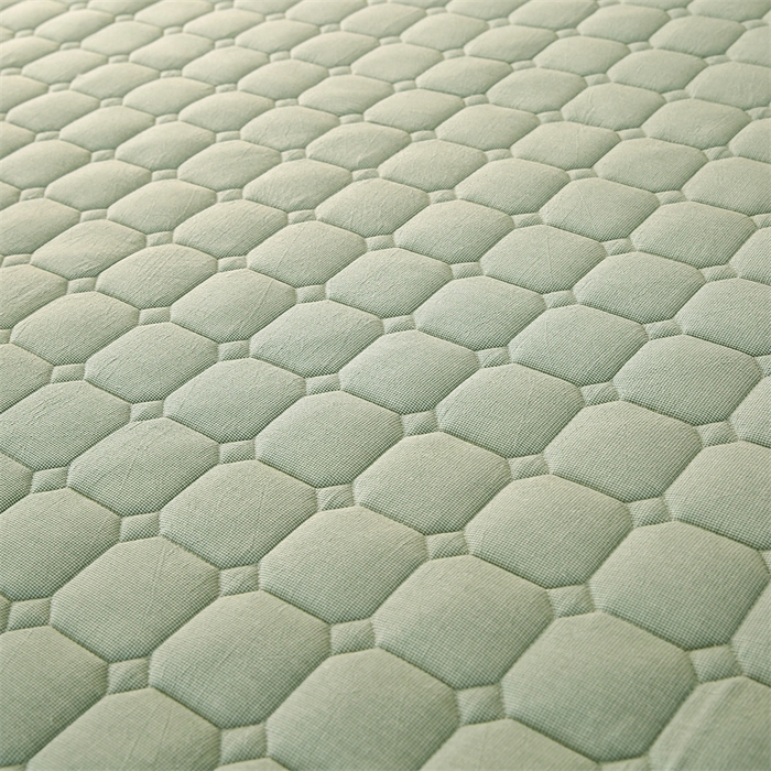 91家纺网 家纺一手货源 找家纺 梵克保罗 2025新款无印风全棉色织水洗棉夹棉床笠 千鸟格绿