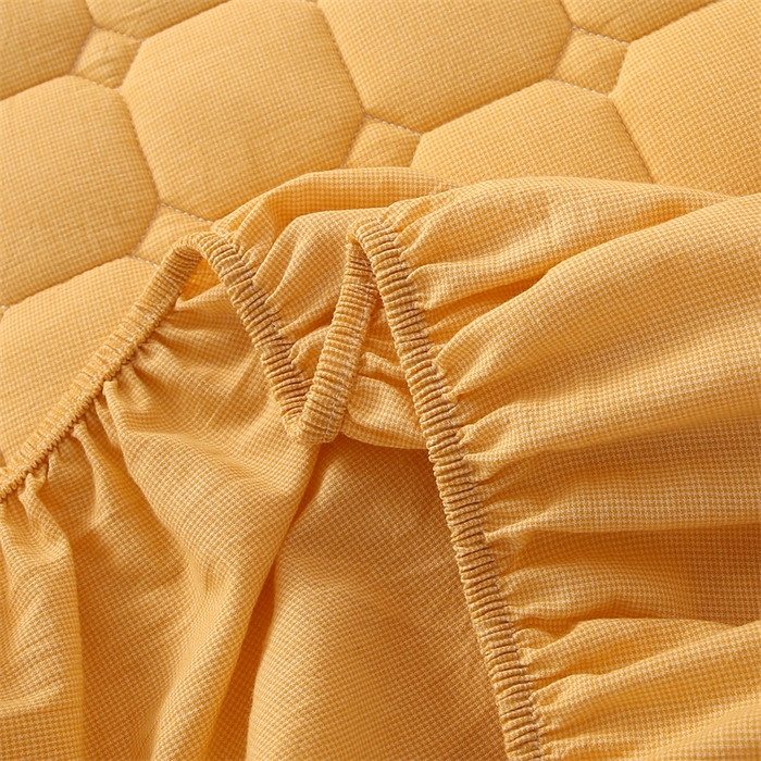 91家纺网 家纺一手货源 找家纺 梵克保罗 2025新款无印风全棉色织水洗棉夹棉床笠 千鸟格招财金