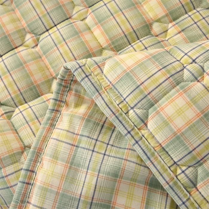 91家纺网 家纺一手货源 找家纺 梵克保罗 2025新款无印风全棉色织水洗棉夹棉床笠 凯里绿