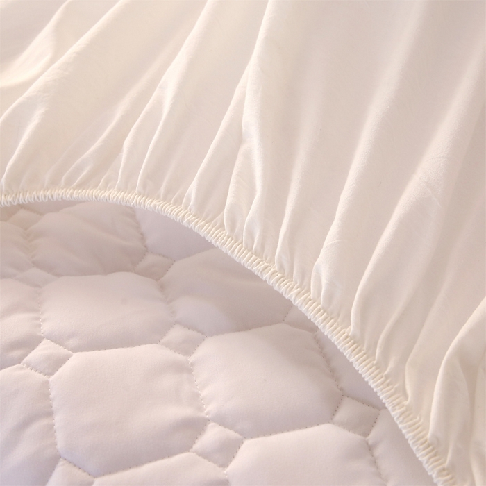 91家纺网 家纺一手货源 找家纺 梵克保罗 2025新款无印风全棉色织水洗棉夹棉床笠 无印纯净白