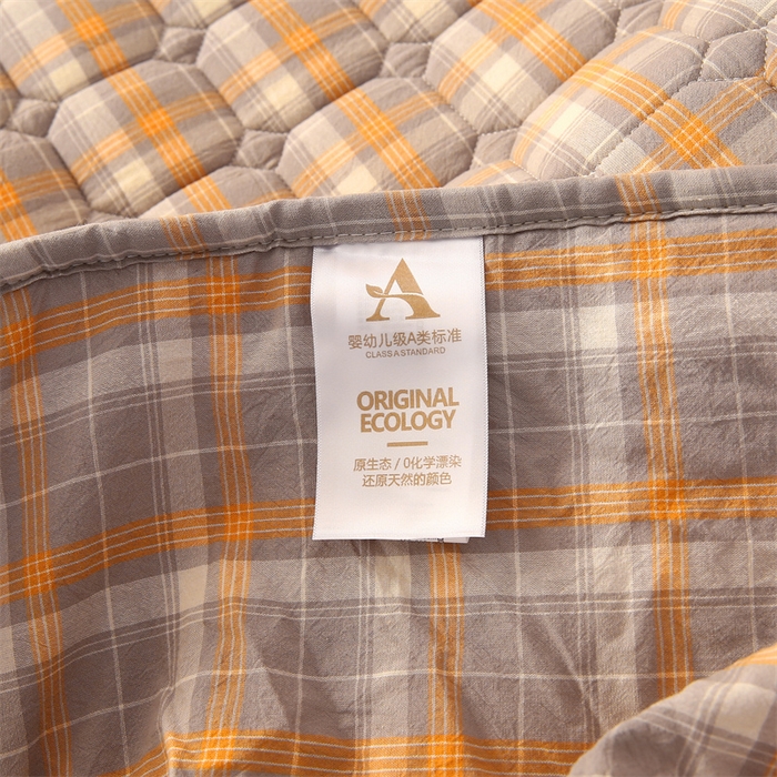 91家纺网 家纺一手货源 找家纺 梵克保罗 2025新款无印风全棉色织水洗棉夹棉床笠 美拉德橘