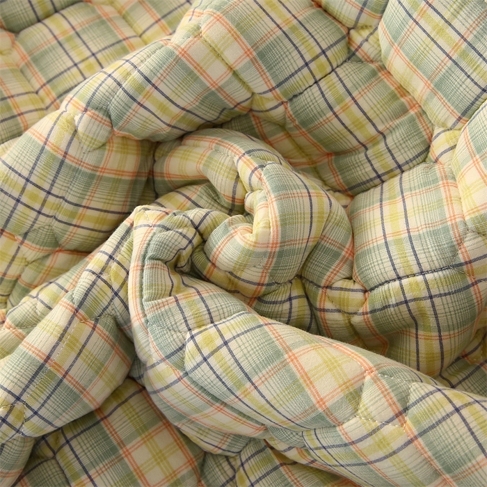 91家纺网 家纺一手货源 找家纺 梵克保罗 2025新款无印风全棉色织水洗棉夹棉床笠 凯里绿