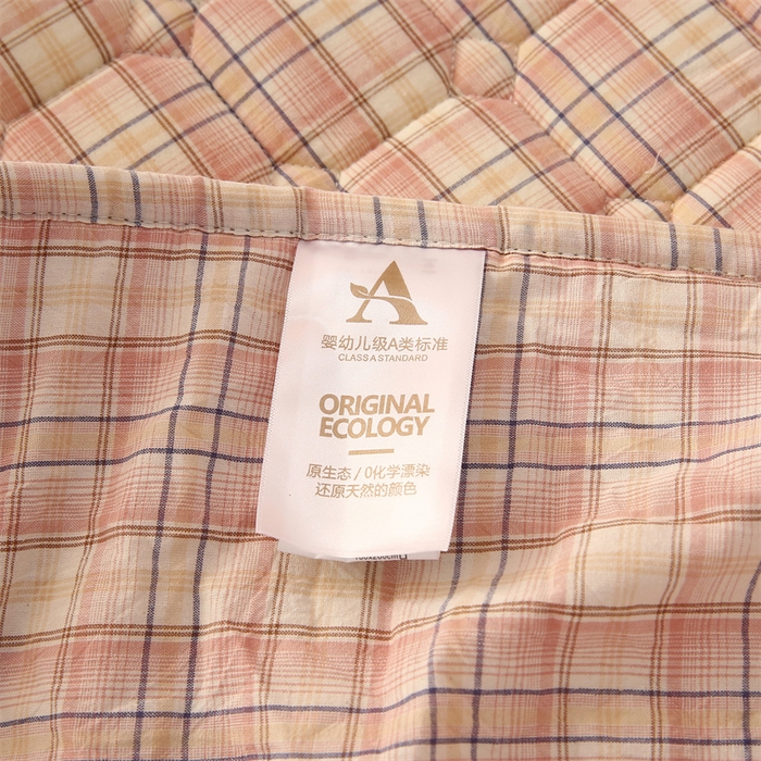 91家纺网 家纺一手货源 找家纺 梵克保罗 2025新款无印风全棉色织水洗棉夹棉床笠 凯里粉