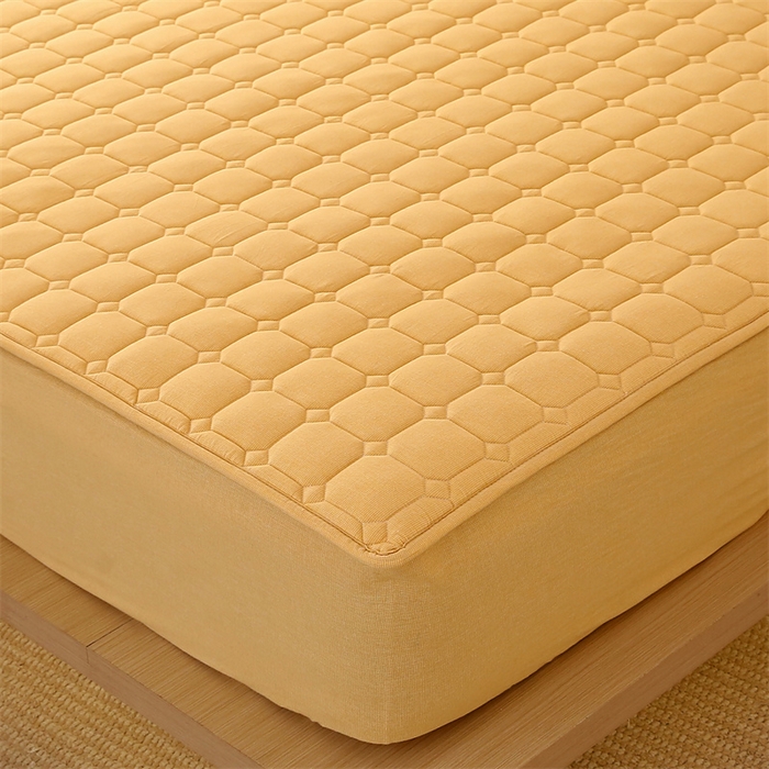 91家纺网 家纺一手货源 找家纺 梵克保罗 2025新款无印风全棉色织水洗棉夹棉床笠 千鸟格招财金