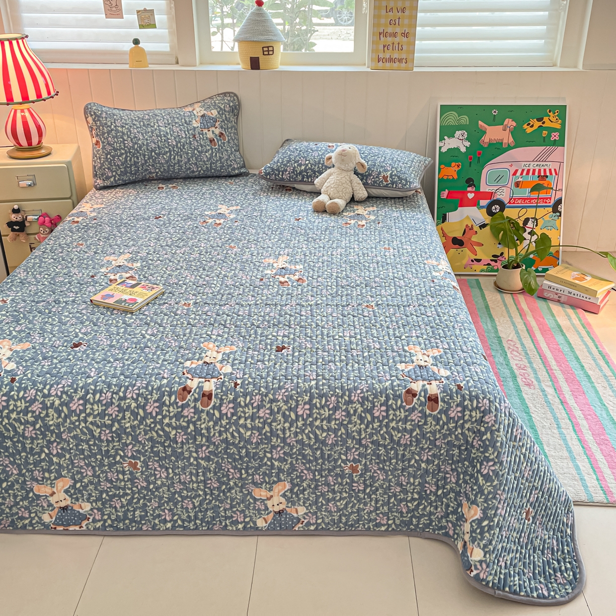 91家纺网 家纺一手货源 找家纺 （总）贝扬思家纺 2025新款高克重牛奶绒豆豆被套床盖四件套-悦心系列