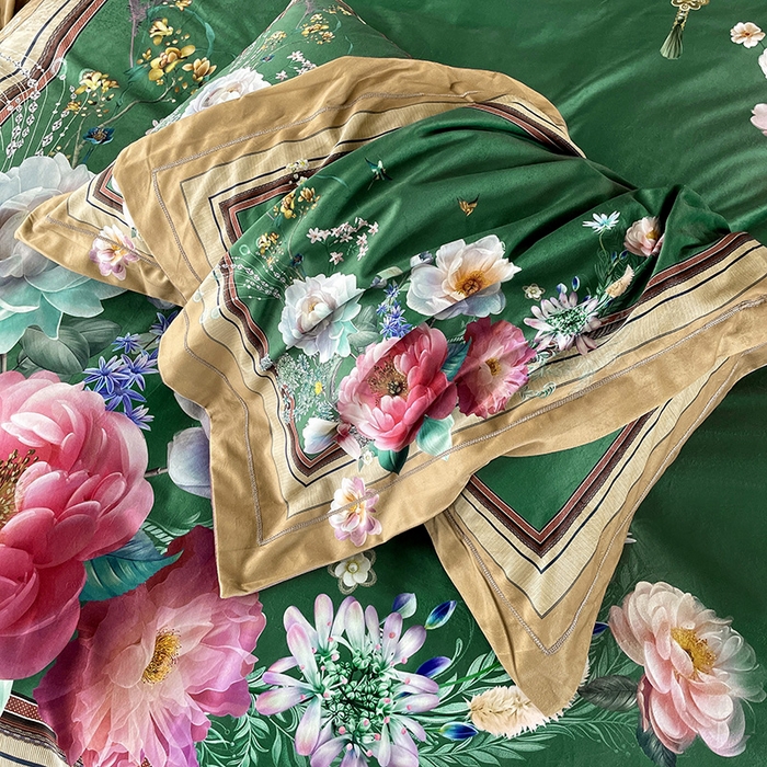 91家纺网 家纺一手货源 找家纺 梵克保罗 2025秋冬新品有氧臻棉绒数码印花9斤单品四件套牛奶绒兔毛绒 流金岁月-咖