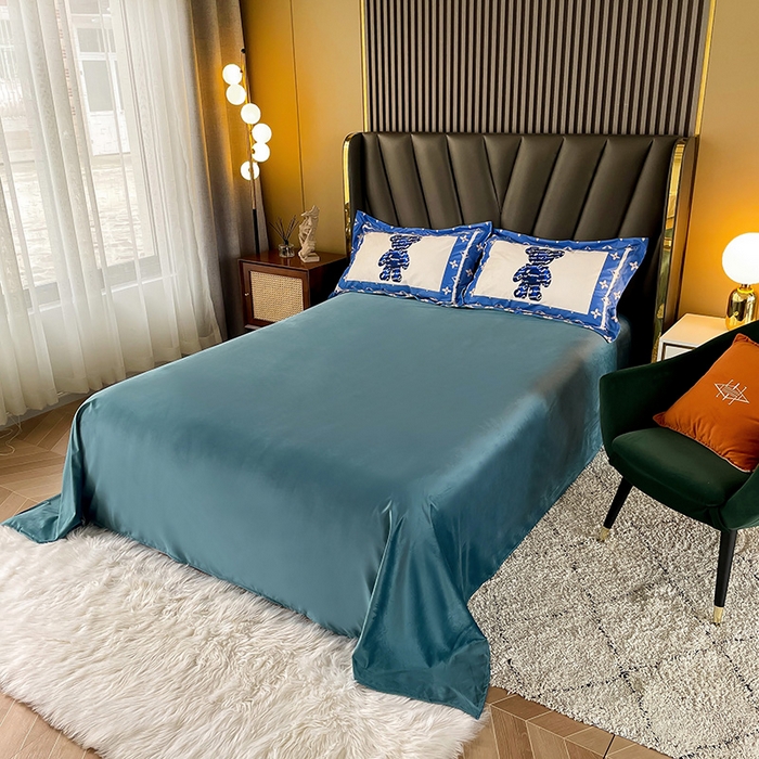 91家纺网 家纺一手货源 找家纺 梵克保罗 2025秋冬新品有氧臻棉绒数码印花9斤单品四件套牛奶绒兔毛绒 泰迪熊-蓝