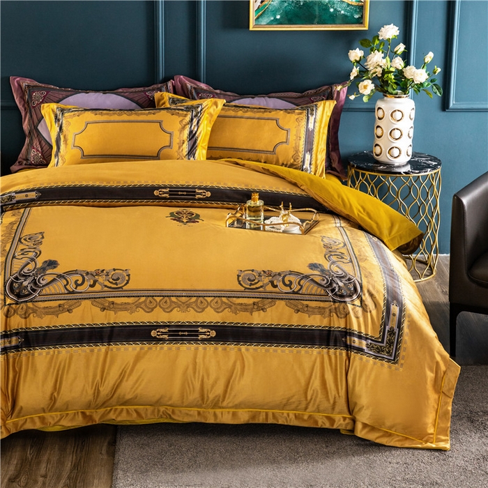 91家纺网 家纺一手货源 找家纺 梵克保罗 2025秋冬新品有氧臻棉绒数码印花9斤单品四件套牛奶绒兔毛绒 佛罗伦萨-黄