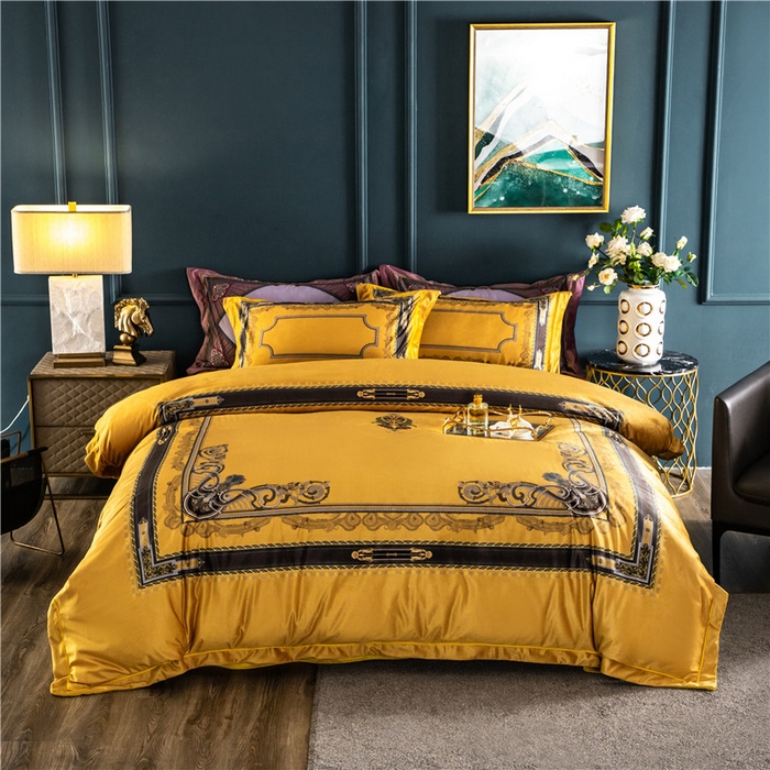 91家纺网 家纺一手货源 找家纺 梵克保罗 2025秋冬新品有氧臻棉绒数码印花9斤单品四件套牛奶绒兔毛绒 佛罗伦萨-黄