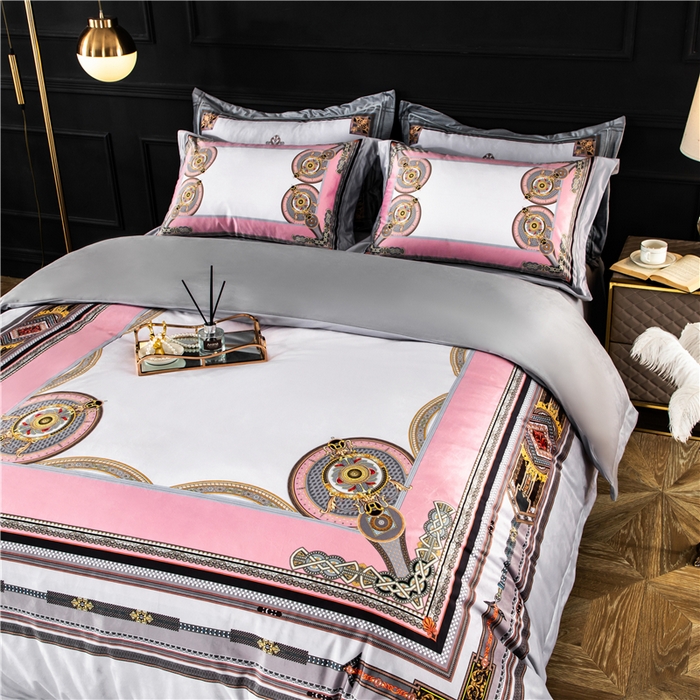 91家纺网 家纺一手货源 找家纺 梵克保罗 2025秋冬新品有氧臻棉绒数码印花9斤单品四件套牛奶绒兔毛绒 莱恩-灰