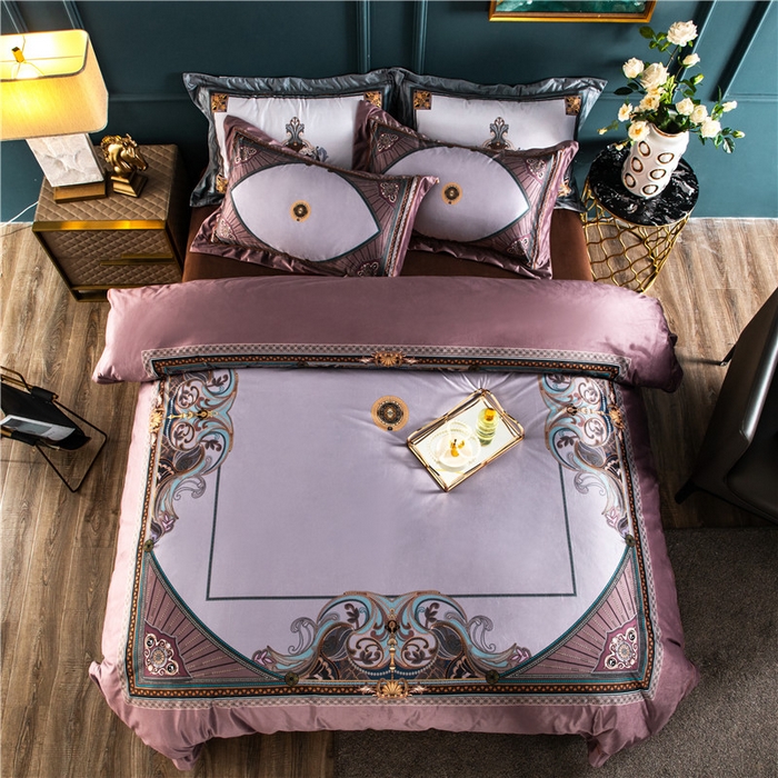 91家纺网 家纺一手货源 找家纺 梵克保罗 2025秋冬新品有氧臻棉绒数码印花9斤单品四件套牛奶绒兔毛绒 柏林-豆沙