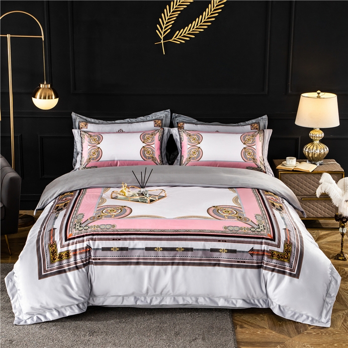 91家纺网 家纺一手货源 找家纺 梵克保罗 2025秋冬新品有氧臻棉绒数码印花9斤单品四件套牛奶绒兔毛绒 莱恩-灰