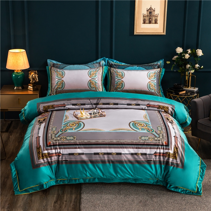 91家纺网 家纺一手货源 找家纺 梵克保罗 2025秋冬新品有氧臻棉绒数码印花9斤单品四件套牛奶绒兔毛绒 莱恩-兰