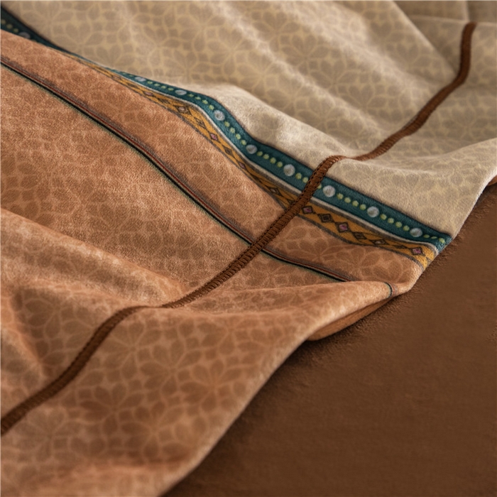 91家纺网 家纺一手货源 找家纺 梵克保罗 2025秋冬新品有氧臻棉绒数码印花9斤单品四件套牛奶绒兔毛绒 罗森堡-棕