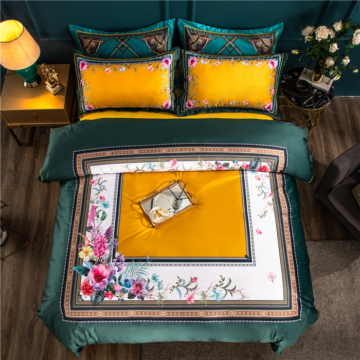 91家纺网 家纺一手货源 找家纺 梵克保罗 2025秋冬新品有氧臻棉绒数码印花9斤单品四件套牛奶绒兔毛绒 祖玛珑-绿