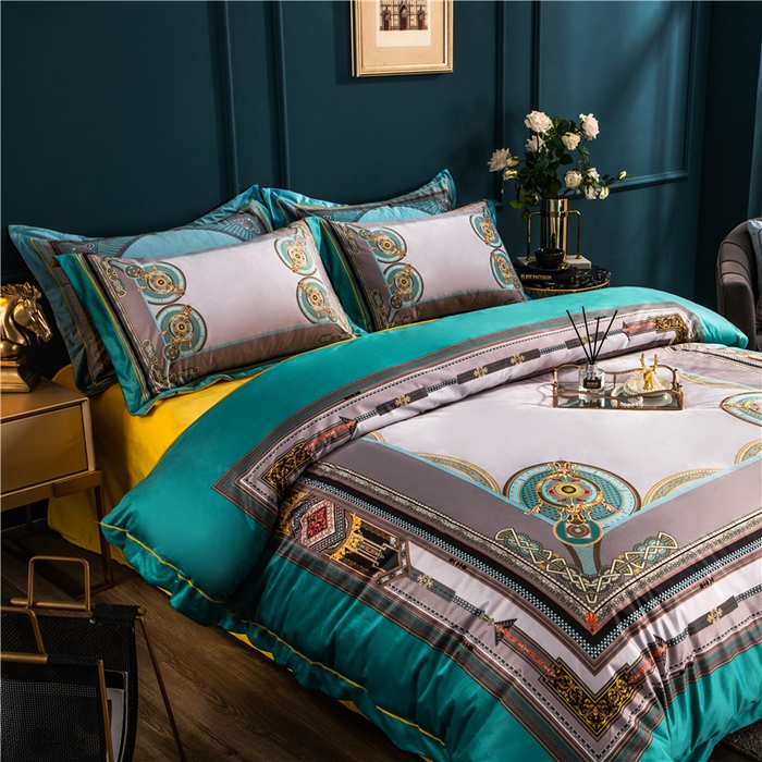 91家纺网 家纺一手货源 找家纺 梵克保罗 2025秋冬新品有氧臻棉绒数码印花9斤单品四件套牛奶绒兔毛绒 莱恩-兰