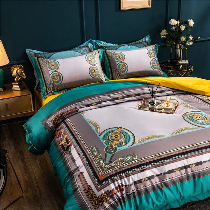 91家纺网 家纺一手货源 找家纺 梵克保罗 2025秋冬新品有氧臻棉绒数码印花9斤单品四件套牛奶绒兔毛绒 莱恩-兰