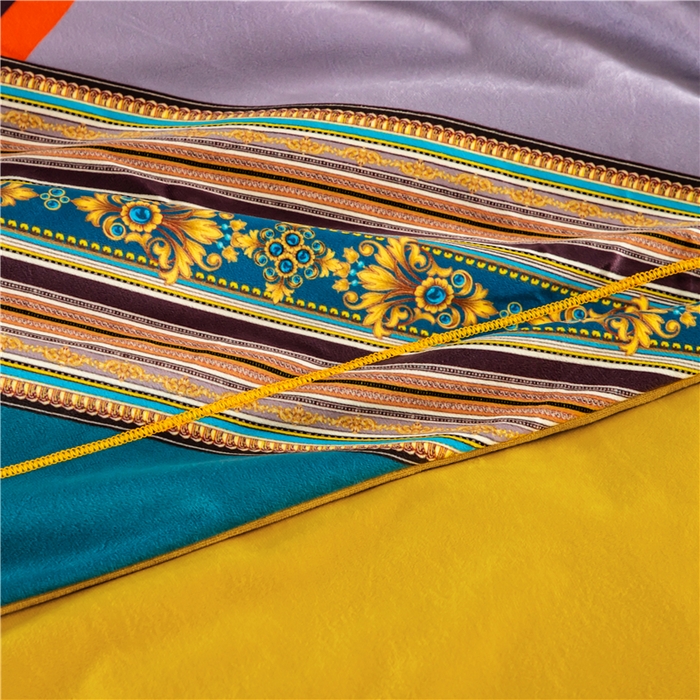 91家纺网 家纺一手货源 找家纺 梵克保罗 2025秋冬新品有氧臻棉绒数码印花9斤单品四件套牛奶绒兔毛绒 雅典-橘