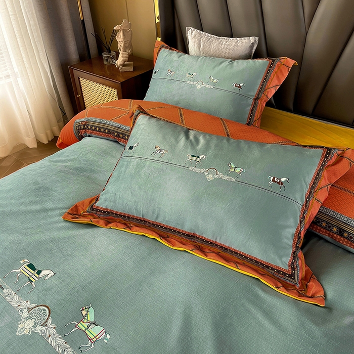 91家纺网 家纺一手货源 找家纺 梵克保罗 2025秋冬新品有氧臻棉绒数码印花9斤单品四件套牛奶绒兔毛绒 维纳斯-桔