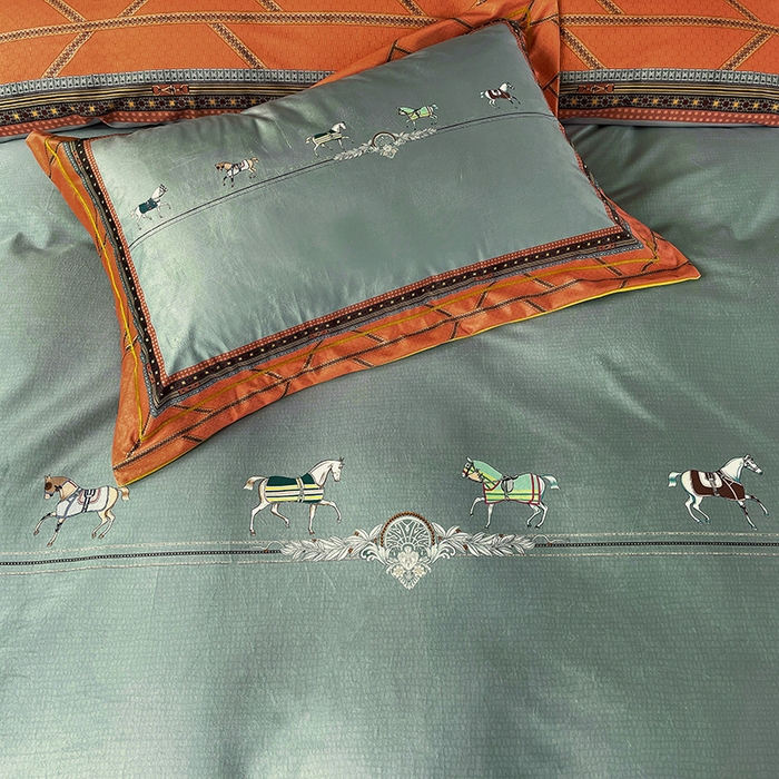 91家纺网 家纺一手货源 找家纺 梵克保罗 2025秋冬新品有氧臻棉绒数码印花9斤单品四件套牛奶绒兔毛绒 维纳斯-桔