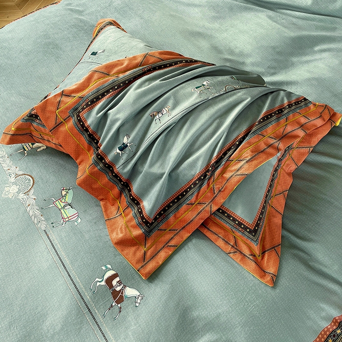 91家纺网 家纺一手货源 找家纺 梵克保罗 2025秋冬新品有氧臻棉绒数码印花9斤单品四件套牛奶绒兔毛绒 维纳斯-桔