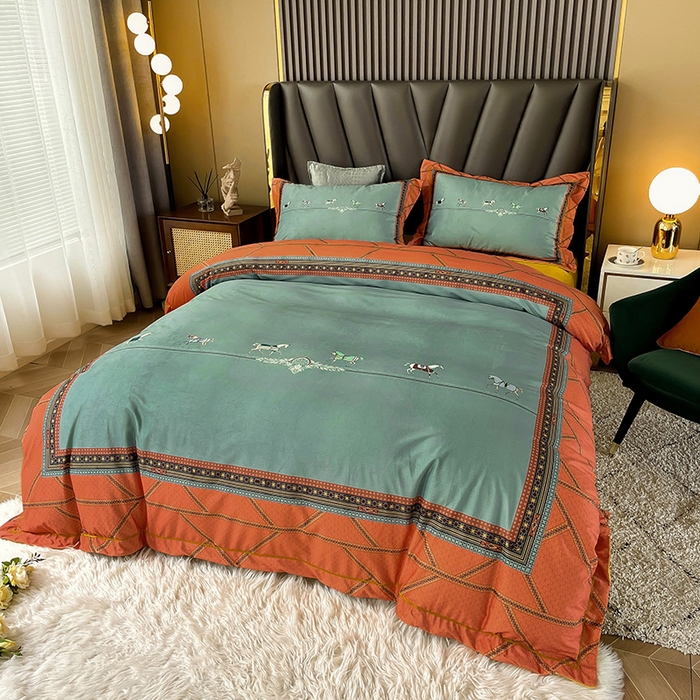 91家纺网 家纺一手货源 找家纺 梵克保罗 2025秋冬新品有氧臻棉绒数码印花9斤单品四件套牛奶绒兔毛绒 维纳斯-桔