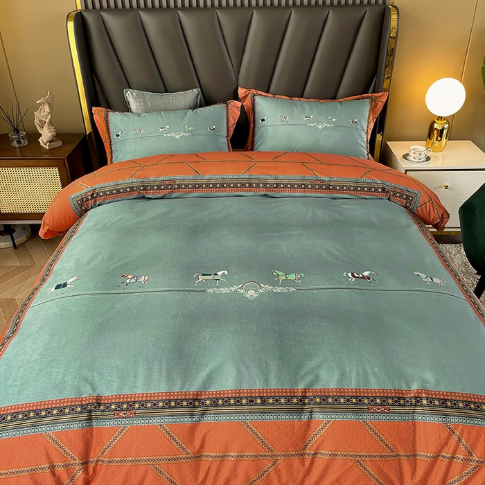 91家纺网 家纺一手货源 找家纺 梵克保罗 2025秋冬新品有氧臻棉绒数码印花9斤单品四件套牛奶绒兔毛绒 维纳斯-桔