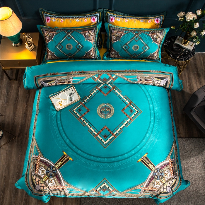 91家纺网 家纺一手货源 找家纺 梵克保罗 2025秋冬新品有氧臻棉绒数码印花9斤单品四件套牛奶绒兔毛绒 卡戴珊-兰