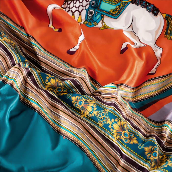 91家纺网 家纺一手货源 找家纺 梵克保罗 2025秋冬新品有氧臻棉绒数码印花9斤单品四件套牛奶绒兔毛绒 雅典-橘