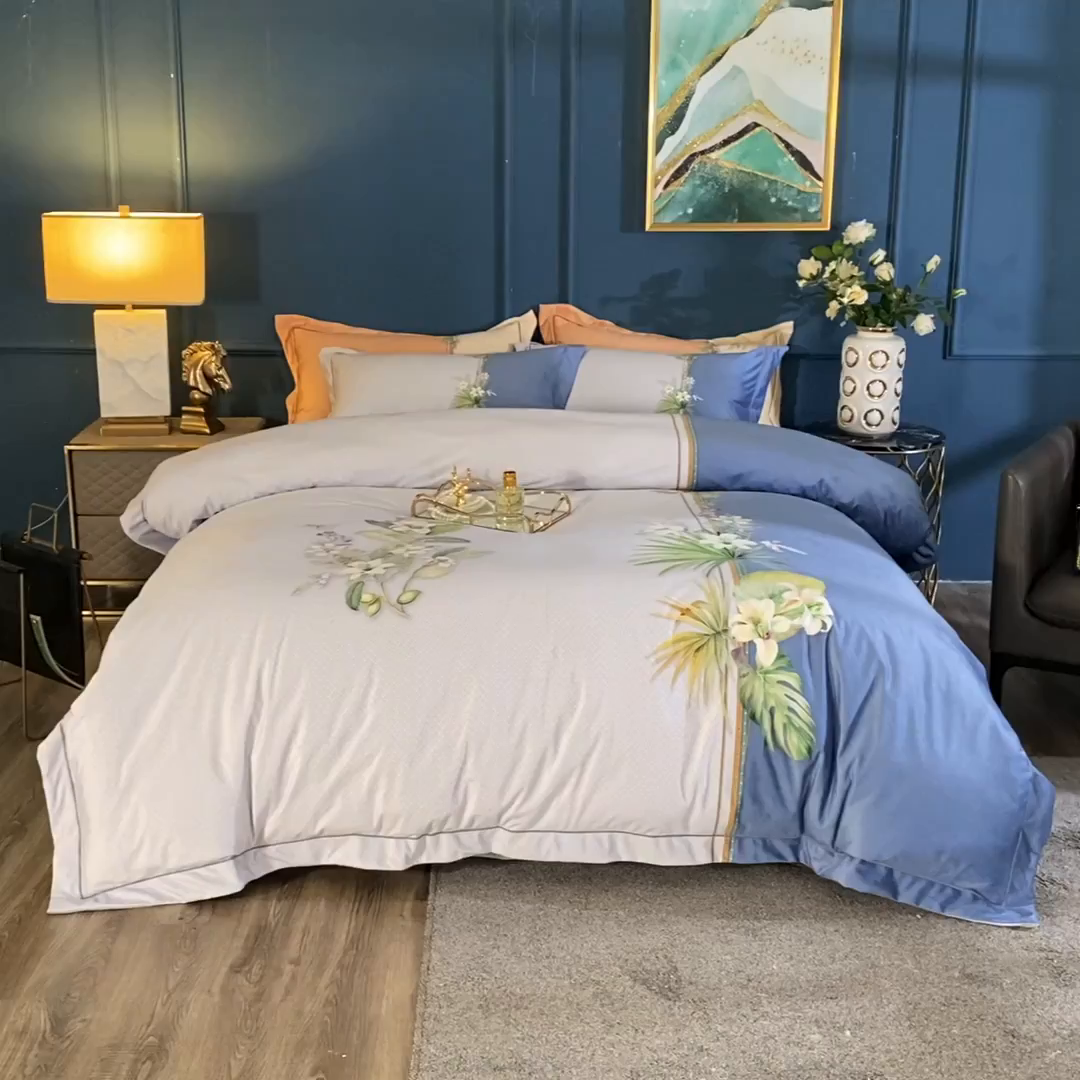 91家纺网 家纺一手货源 找家纺 梵克保罗 2025秋冬新品有氧臻棉绒数码印花9斤单品四件套牛奶绒兔毛绒 罗森堡-灰