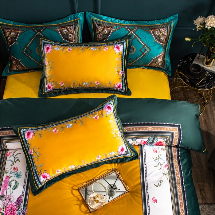 91家纺网 家纺一手货源 找家纺 梵克保罗 2025秋冬新品有氧臻棉绒数码印花9斤单品四件套牛奶绒兔毛绒 祖玛珑-绿