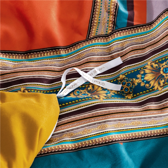 91家纺网 家纺一手货源 找家纺 梵克保罗 2025秋冬新品有氧臻棉绒数码印花9斤单品四件套牛奶绒兔毛绒 雅典-橘