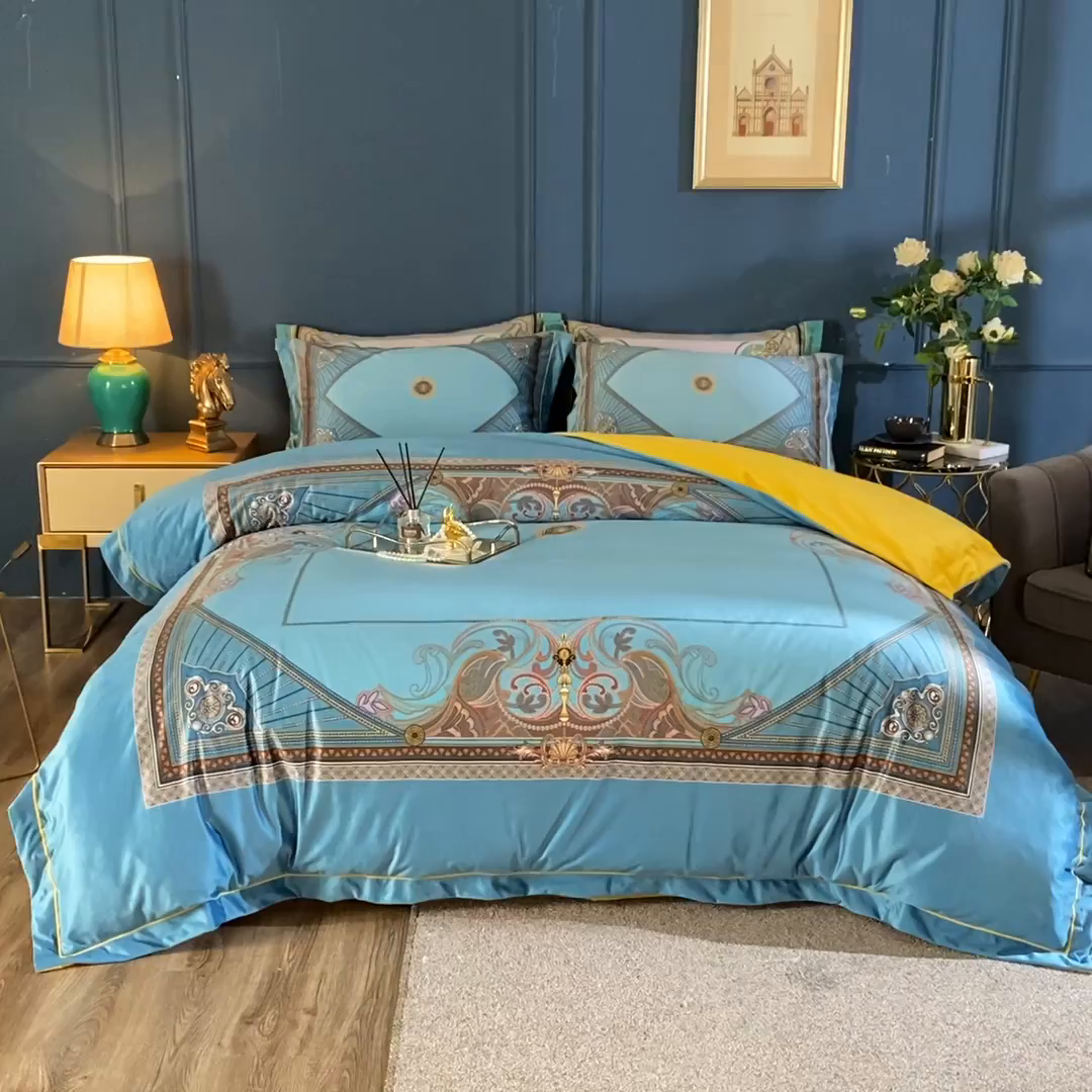 91家纺网 家纺一手货源 找家纺 梵克保罗 2025秋冬新品有氧臻棉绒数码印花9斤单品四件套牛奶绒兔毛绒 柏林-兰