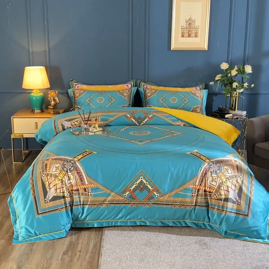 91家纺网 家纺一手货源 找家纺 梵克保罗 2025秋冬新品有氧臻棉绒数码印花9斤单品四件套牛奶绒兔毛绒 卡戴珊-兰