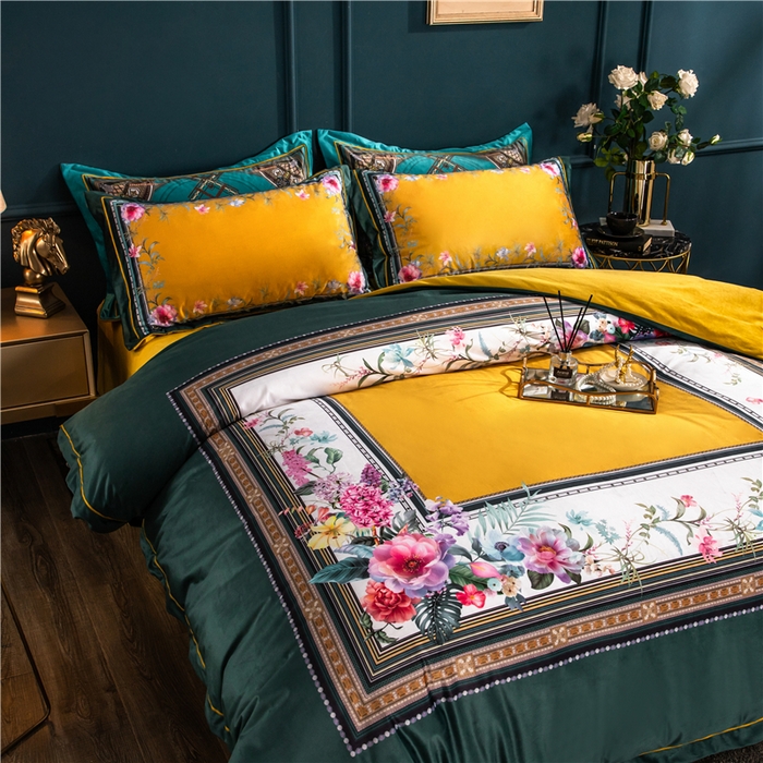 91家纺网 家纺一手货源 找家纺 梵克保罗 2025秋冬新品有氧臻棉绒数码印花9斤单品四件套牛奶绒兔毛绒-单品系列 祖玛珑-绿