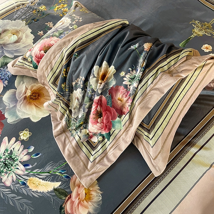 91家纺网 家纺一手货源 找家纺 梵克保罗 2025秋冬新品有氧臻棉绒数码印花9斤单品四件套牛奶绒兔毛绒-单品系列 流金岁月-豆沙