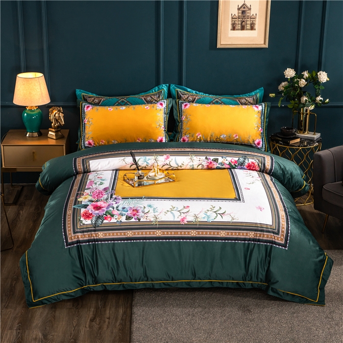 91家纺网 家纺一手货源 找家纺 梵克保罗 2025秋冬新品有氧臻棉绒数码印花9斤单品四件套牛奶绒兔毛绒-单品系列 祖玛珑-绿