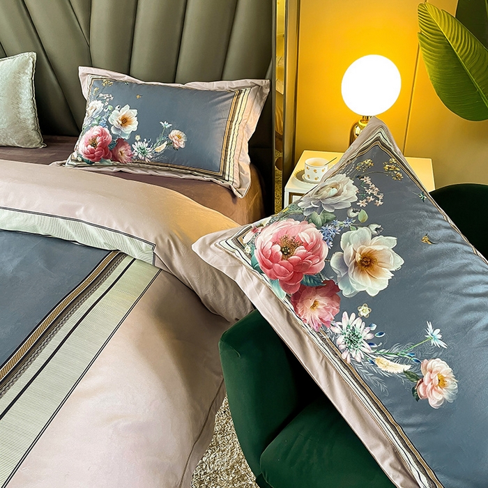 91家纺网 家纺一手货源 找家纺 梵克保罗 2025秋冬新品有氧臻棉绒数码印花9斤单品四件套牛奶绒兔毛绒-单品系列 流金岁月-豆沙