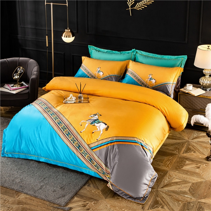 梵克保罗 2025秋冬新品有氧臻棉绒数码印花9斤单品四件套牛奶绒兔毛绒-单品系列 雅典-黄