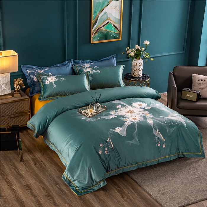 梵克保罗 2025秋冬新品有氧臻棉绒数码印花9斤单品四件套牛奶绒兔毛绒-单品系列 菲欧娜-绿