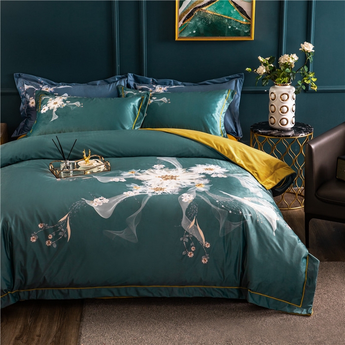 91家纺网 家纺一手货源 找家纺 梵克保罗 2025秋冬新品有氧臻棉绒数码印花9斤单品四件套牛奶绒兔毛绒-单品系列 菲欧娜-绿