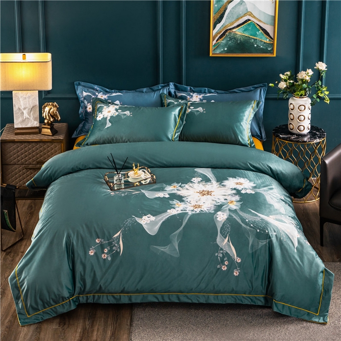 91家纺网 家纺一手货源 找家纺 梵克保罗 2025秋冬新品有氧臻棉绒数码印花9斤单品四件套牛奶绒兔毛绒-单品系列 菲欧娜-绿