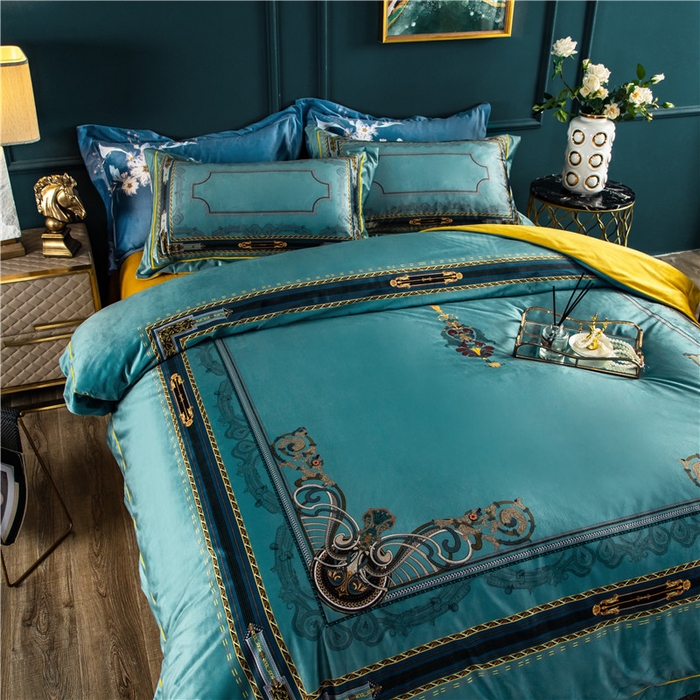 91家纺网 家纺一手货源 找家纺 梵克保罗 2025秋冬新品有氧臻棉绒数码印花9斤单品四件套牛奶绒兔毛绒-单品系列 佛罗伦萨-绿