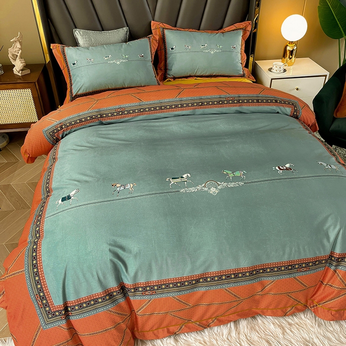 91家纺网 家纺一手货源 找家纺 梵克保罗 2025秋冬新品有氧臻棉绒数码印花9斤单品四件套牛奶绒兔毛绒-单品系列 维纳斯-桔